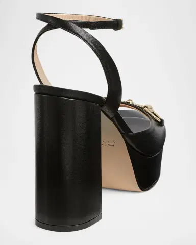 Gucci Leather Horsebit Platform Sandals | Thumbnail 2