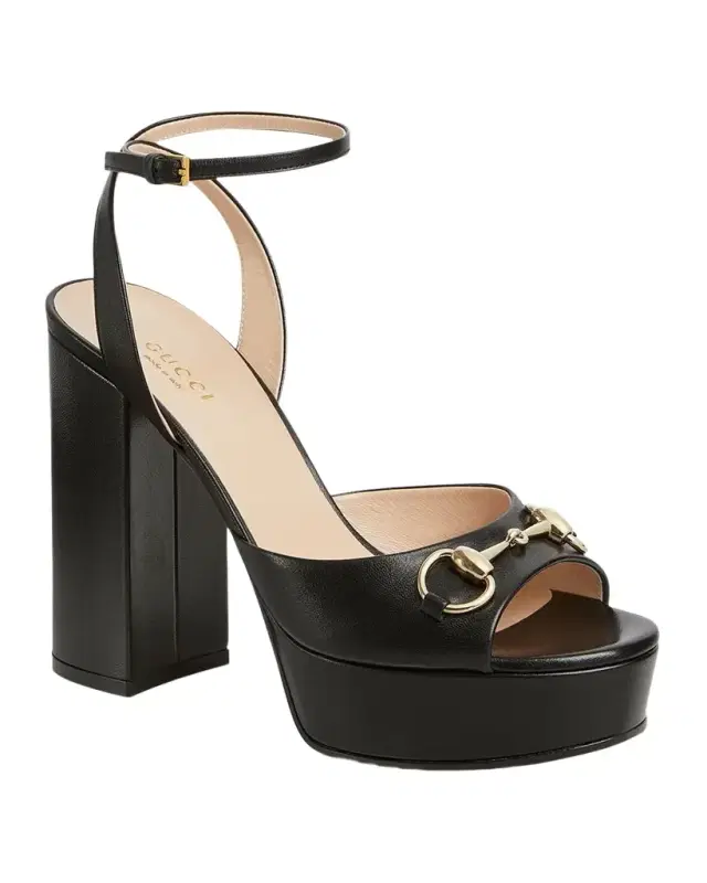 Leather Horsebit Platform Sandals
