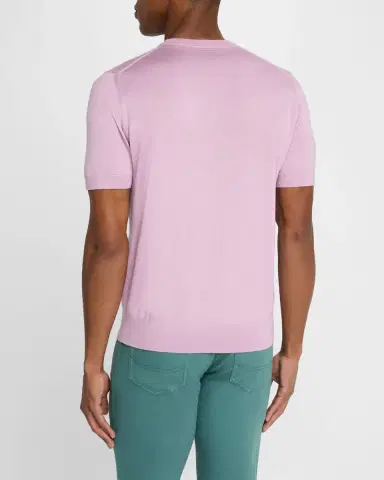 Brioni Men's Short-Sleeve Knit Sweater | Thumbnail 3