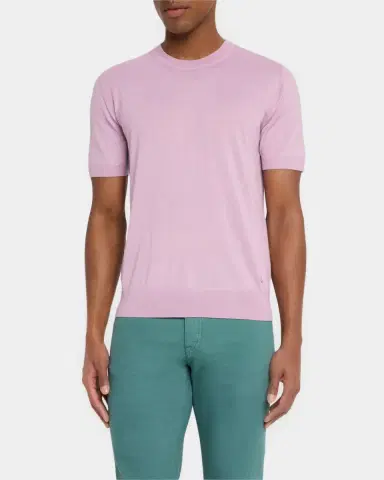 Brioni Men's Short-Sleeve Knit Sweater | Thumbnail 4