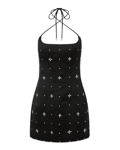 REBECCA VALLANCE Eclipse Crystal-Embellished Halter Mini Dress | Thumbnail 1 REBECCA VALLANCE Eclipse Crystal-Embellished Halter Mini Dress | Thumbnail 1