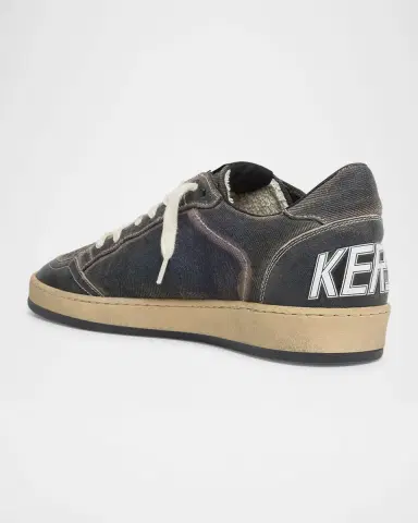 Golden Goose Men's Ball Star Denim and Leather Low-Top Sneakers | Thumbnail 3 Golden Goose Men's Ball Star Denim and Leather Low-Top Sneakers | Thumbnail 3
