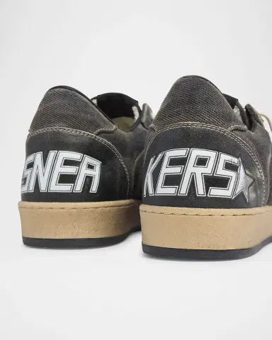 Golden Goose Men's Ball Star Denim and Leather Low-Top Sneakers | Thumbnail 4 Golden Goose Men's Ball Star Denim and Leather Low-Top Sneakers | Thumbnail 4