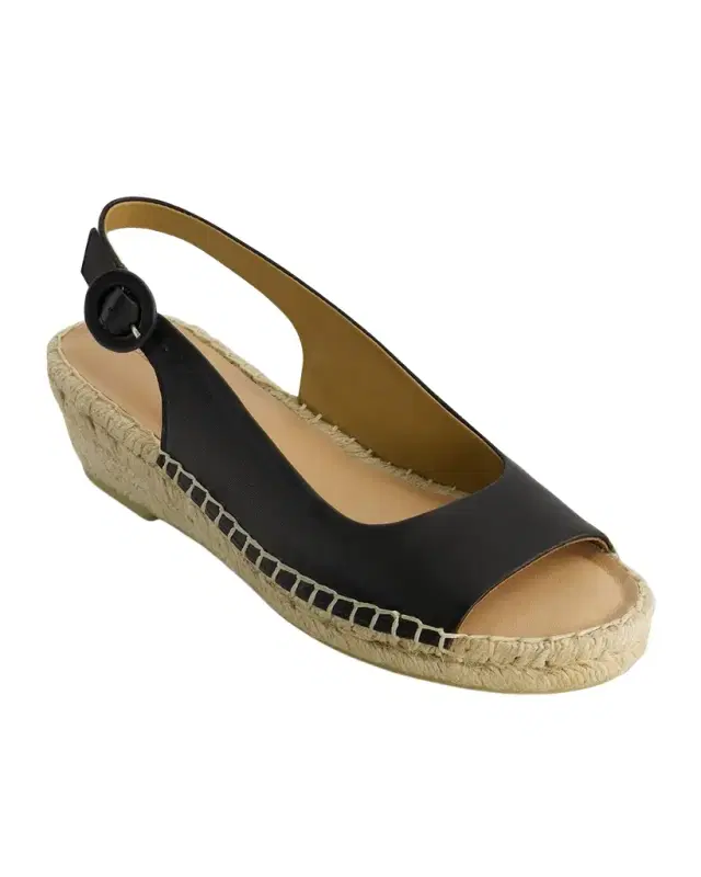 Melila Leather Slingback Wedge Espadrilles