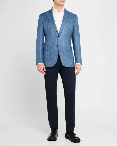 Emporio Armani Men's Bamboo Textured Grid Sport Coat | Thumbnail 2 Emporio Armani Men's Bamboo Textured Grid Sport Coat | Thumbnail 2