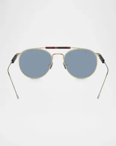 Brunello Cucinelli Men's BC2004ST Round Sunglasses | Thumbnail 4