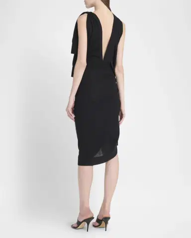 Ferragamo Knotted Sleeveless Silk-Cotton Knit Midi Dress | Thumbnail 3