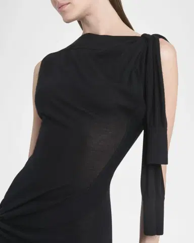 Ferragamo Knotted Sleeveless Silk-Cotton Knit Midi Dress | Thumbnail 5