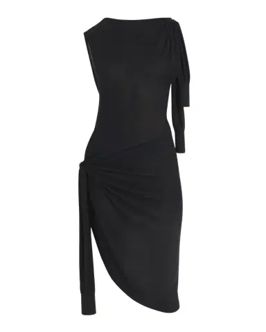 Ferragamo Knotted Sleeveless Silk-Cotton Knit Midi Dress | Thumbnail 1
