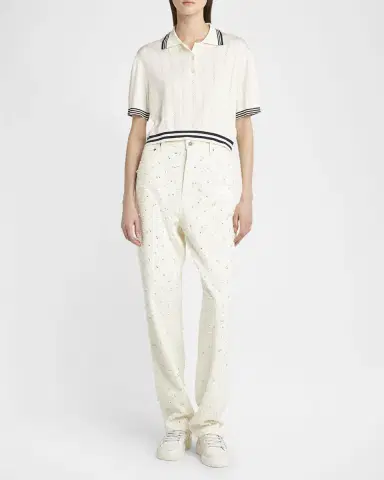 Golden Goose Golden Cropped Open-Work Polo Top | Thumbnail 2 Golden Goose Golden Cropped Open-Work Polo Top | Thumbnail 2