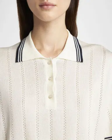 Golden Goose Golden Cropped Open-Work Polo Top | Thumbnail 5 Golden Goose Golden Cropped Open-Work Polo Top | Thumbnail 5