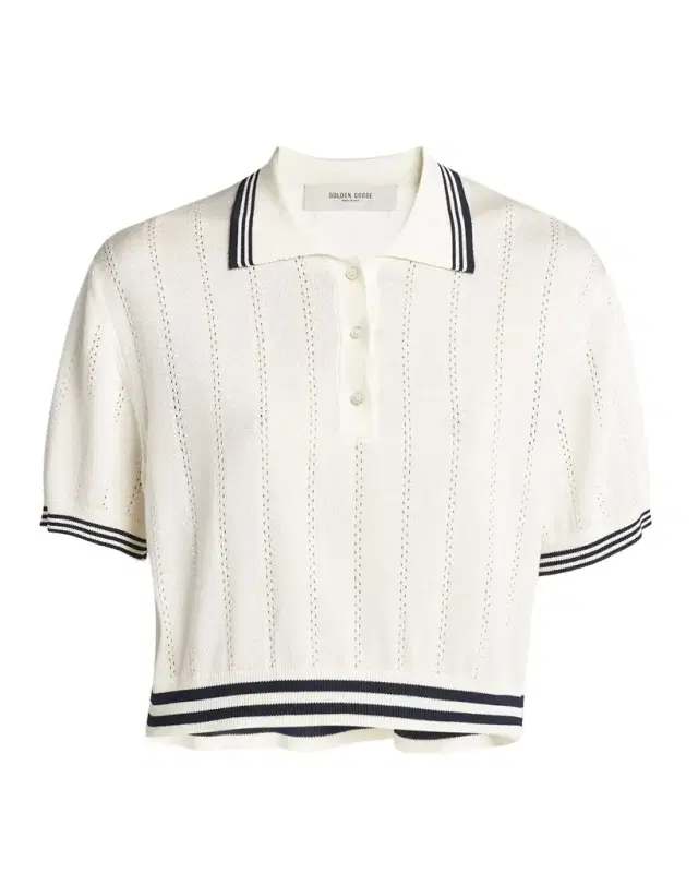 Golden Goose Golden Cropped Open-Work Polo Top