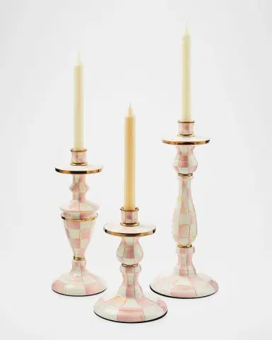 MacKenzie-Childs Rosy Check Medium Candlestick | Thumbnail 2
