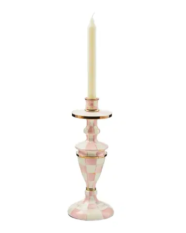 MacKenzie-Childs Rosy Check Medium Candlestick | Thumbnail 1