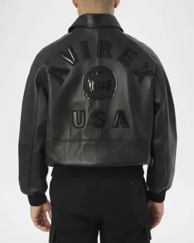 AVIREX Men's Icon Leather Bomber Jacket | Thumbnail 2