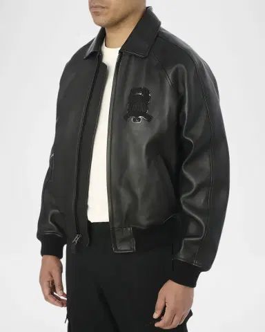 AVIREX Men's Icon Leather Bomber Jacket | Thumbnail 4