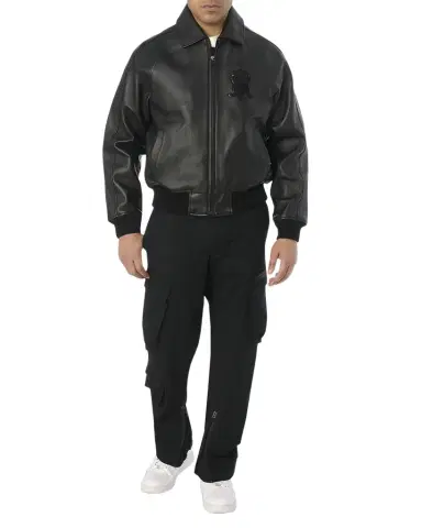 AVIREX Men's Icon Leather Bomber Jacket | Thumbnail 1