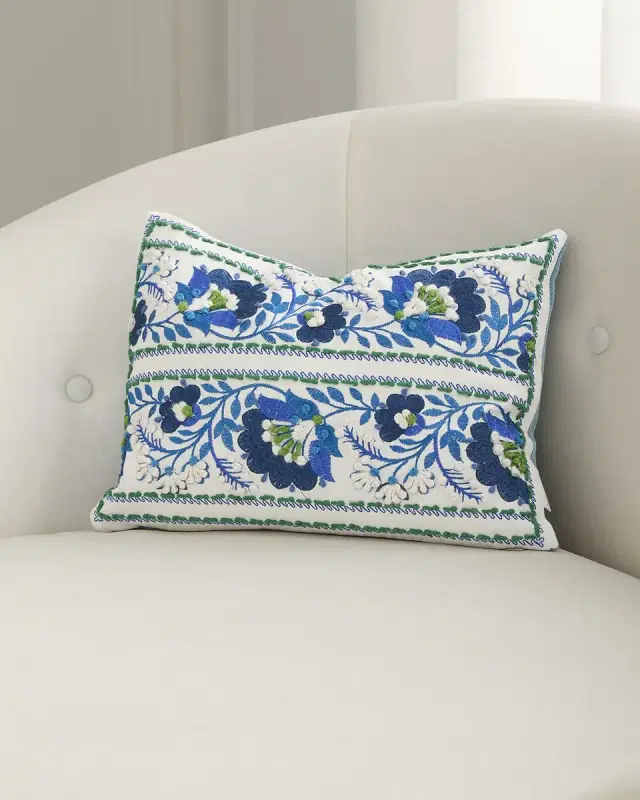 Enamel Flower Decorative Pillow, 12" x 16"