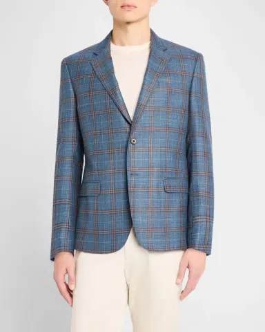 Emporio Armani Men's Oversized Plaid Sport Coat | Thumbnail 4
