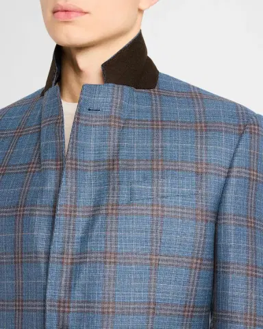 Emporio Armani Men's Oversized Plaid Sport Coat | Thumbnail 7