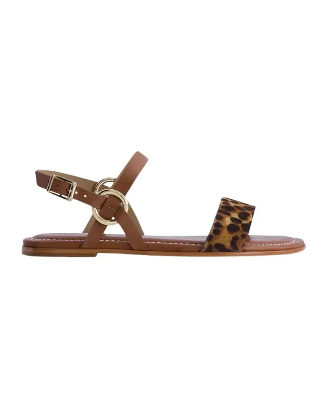 Henre Leopard Flat Slingback Sandals