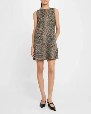Emporio Armani Snakeskin Effect Sleeveless Mini Shift Dress | Thumbnail 2