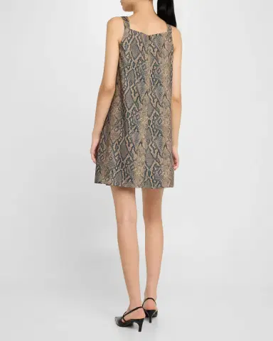 Emporio Armani Snakeskin Effect Sleeveless Mini Shift Dress | Thumbnail 3