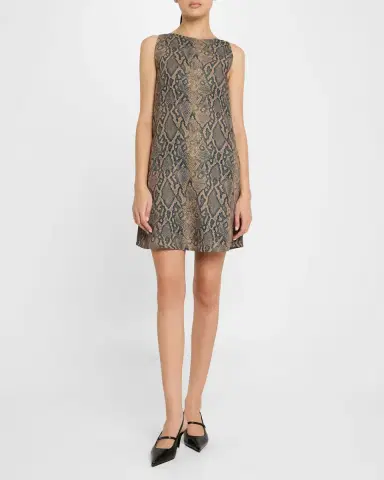 Emporio Armani Snakeskin Effect Sleeveless Mini Shift Dress | Thumbnail 4