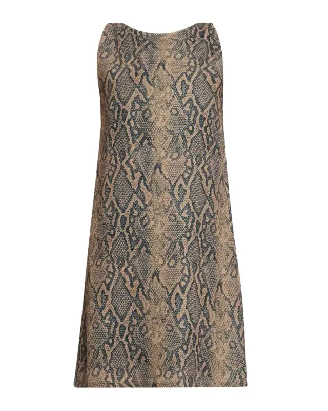 Snakeskin Effect Sleeveless Mini Shift Dress