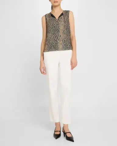 Emporio Armani Split-Neck Tie Sleeveless Blouse | Thumbnail 2