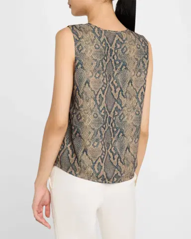 Emporio Armani Split-Neck Tie Sleeveless Blouse | Thumbnail 3