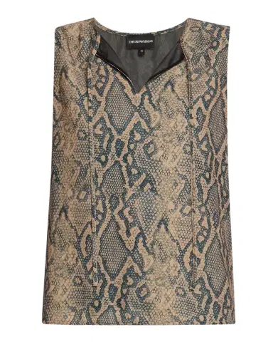 Emporio Armani Split-Neck Tie Sleeveless Blouse | Thumbnail 1