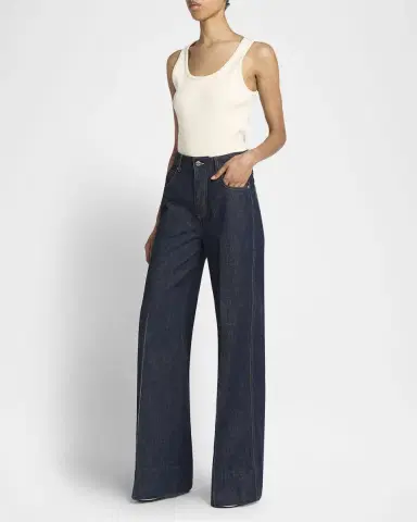 Bottega Veneta Indigo Soft Denim Wide-Leg Palazzo Jeans | Thumbnail 2