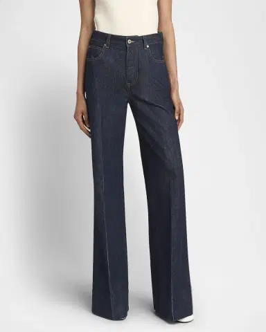 Bottega Veneta Indigo Soft Denim Wide-Leg Palazzo Jeans | Thumbnail 4
