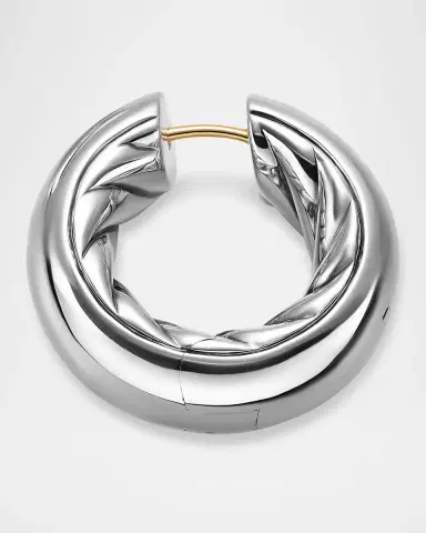 David Yurman DY Mercer Hoop Earrings in Silver, 9mm | Thumbnail 2