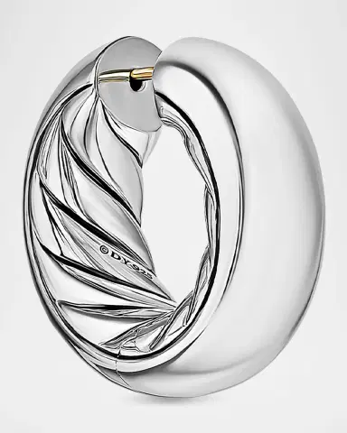 David Yurman DY Mercer Hoop Earrings in Silver, 9mm | Thumbnail 3