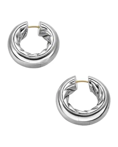 David Yurman DY Mercer Hoop Earrings in Silver, 9mm | Thumbnail 1