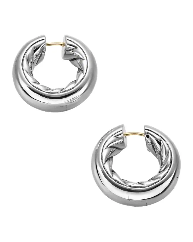 DY Mercer Hoop Earrings in Silver, 9mm