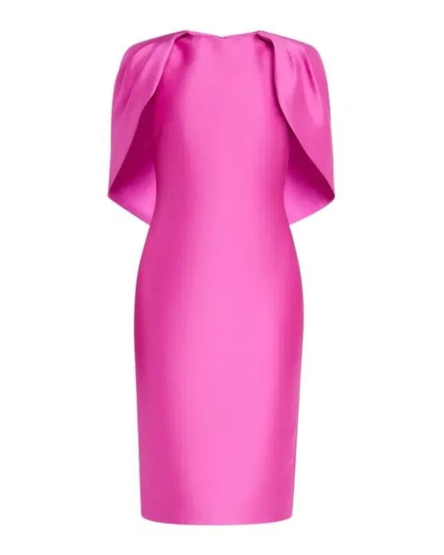 Badgley Mischka Collection Mikado Cape Sheath Dress