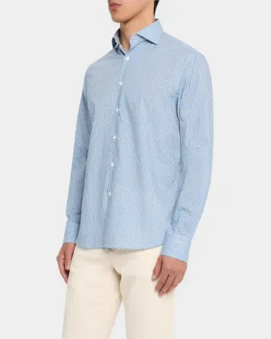 Canali Men's Cotton and Lyocell Micro-Geometric Sport Shirt | Thumbnail 4 Canali Men's Cotton and Lyocell Micro-Geometric Sport Shirt | Thumbnail 4