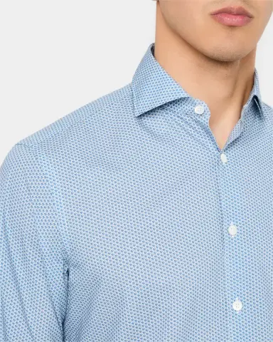 Canali Men's Cotton and Lyocell Micro-Geometric Sport Shirt | Thumbnail 5 Canali Men's Cotton and Lyocell Micro-Geometric Sport Shirt | Thumbnail 5