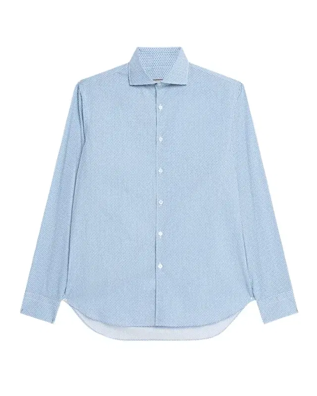 Men 's Cotton and Lyocell Micro-Geometric Sport Shirt