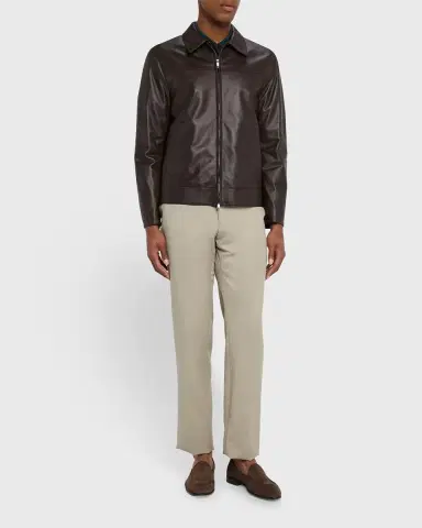Brioni Men 's Leather Bomber Jacket | Thumbnail 2