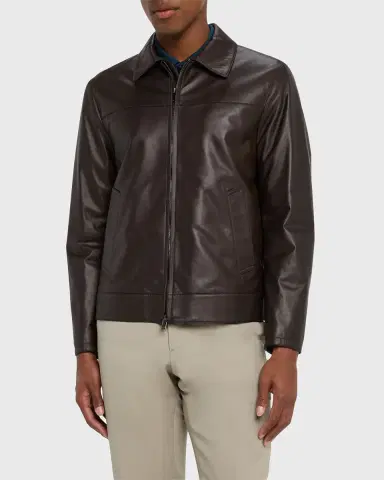Brioni Men 's Leather Bomber Jacket | Thumbnail 3