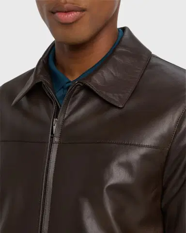 Brioni Men 's Leather Bomber Jacket | Thumbnail 4