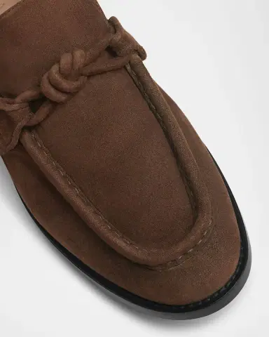 Bottega Veneta Men's Astaire Suede Knot Loafers | Thumbnail 3