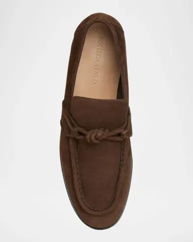 Bottega Veneta Men's Astaire Suede Knot Loafers | Thumbnail 4