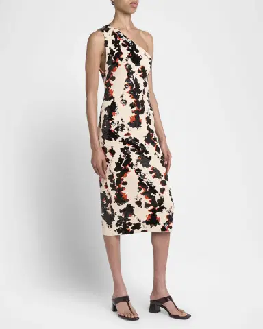 Bottega Veneta Printed One-Shoulder Sequined Compact Viscose Midi Dress | Thumbnail 4 Bottega Veneta Printed One-Shoulder Sequined Compact Viscose Midi Dress | Thumbnail 4