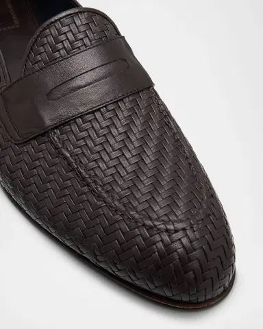 Brioni Men's Woven Napa Leather Penny Loafers | Thumbnail 5