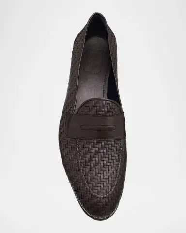 Brioni Men's Woven Napa Leather Penny Loafers | Thumbnail 6